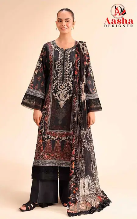 Aasha 1209 A and B Printed Embroidery Cotton Dupatta Pakistani Wholesale Online